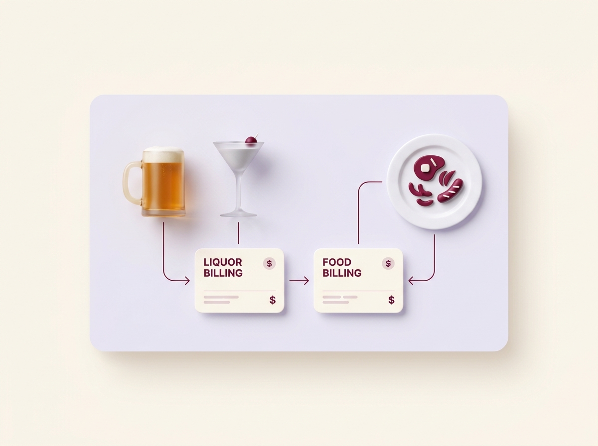 Pub and bar — separate liquor and food billing with drinks