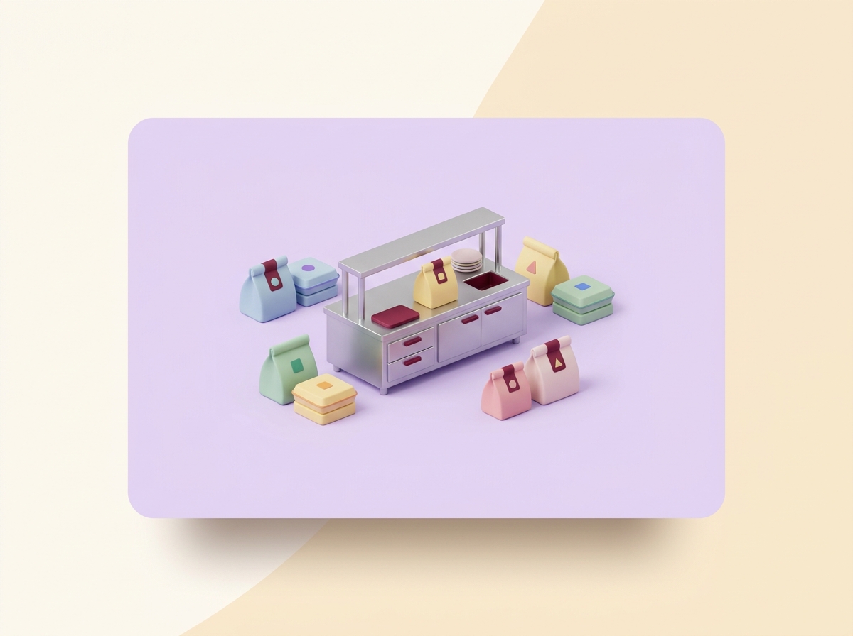 Cloud kitchen — multiple delivery brands packed at one counter